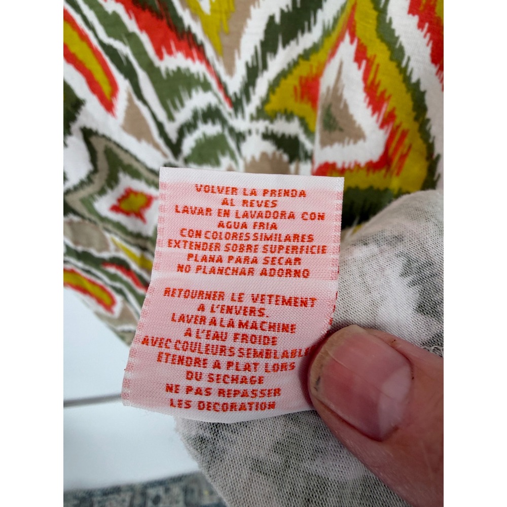 Hearts of Palm Woman Top Studded V-Neck Ikat Print Orange 2X - Picture 4 of 7